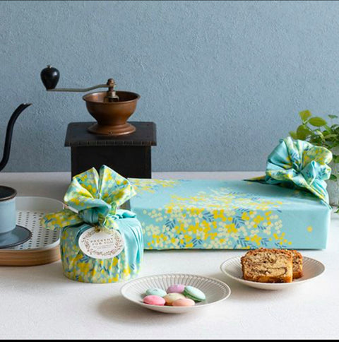Furoshiki wrapping “ Mimosa| Blue |Yellow ”